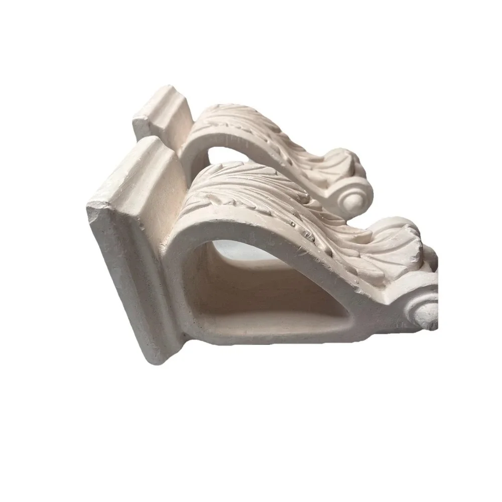 Handmade Pair of Ornate Heavy Plaster‎ Drapery Corbels Made in Spain